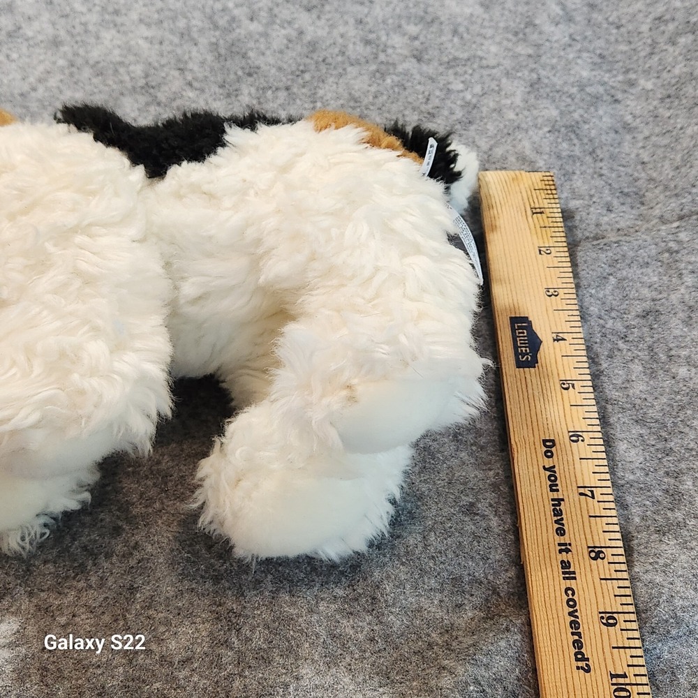 Hands on a Ganz Plush Dog Tricolor Terrier Stuffed Animal White Brown Black - Picture 11 of 11